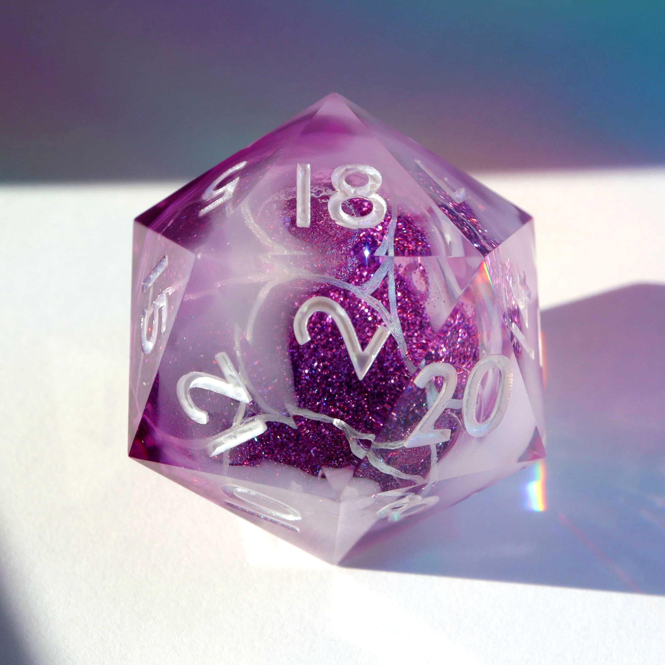 Amethyst Geode Liquid Core Chonk D20 - Oversized D20, Glitter Handmade ...