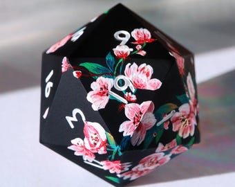 Blossom Chonk D20 - oversized d20, 40 mm d20, handbemaltes handgemachtes Würfelset für DnD, Dungeons und Dragons