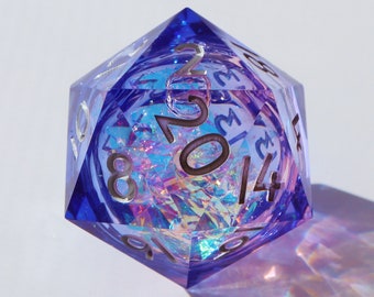 Pastelaria Flüssigkern Chonk D20 - oversized d20, 40 mm d20, holografische handgefertigte Würfelset für DnD, Dungeons und Dragons