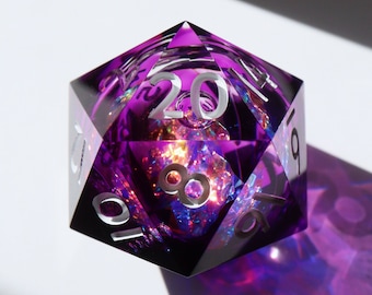 Warlock Deluxe Liquid Core Chonk D20 - übergroßes, d20, holografisches handgemachtes Würfelset für DnD, Dungeons and Dragons, RPG Würfel