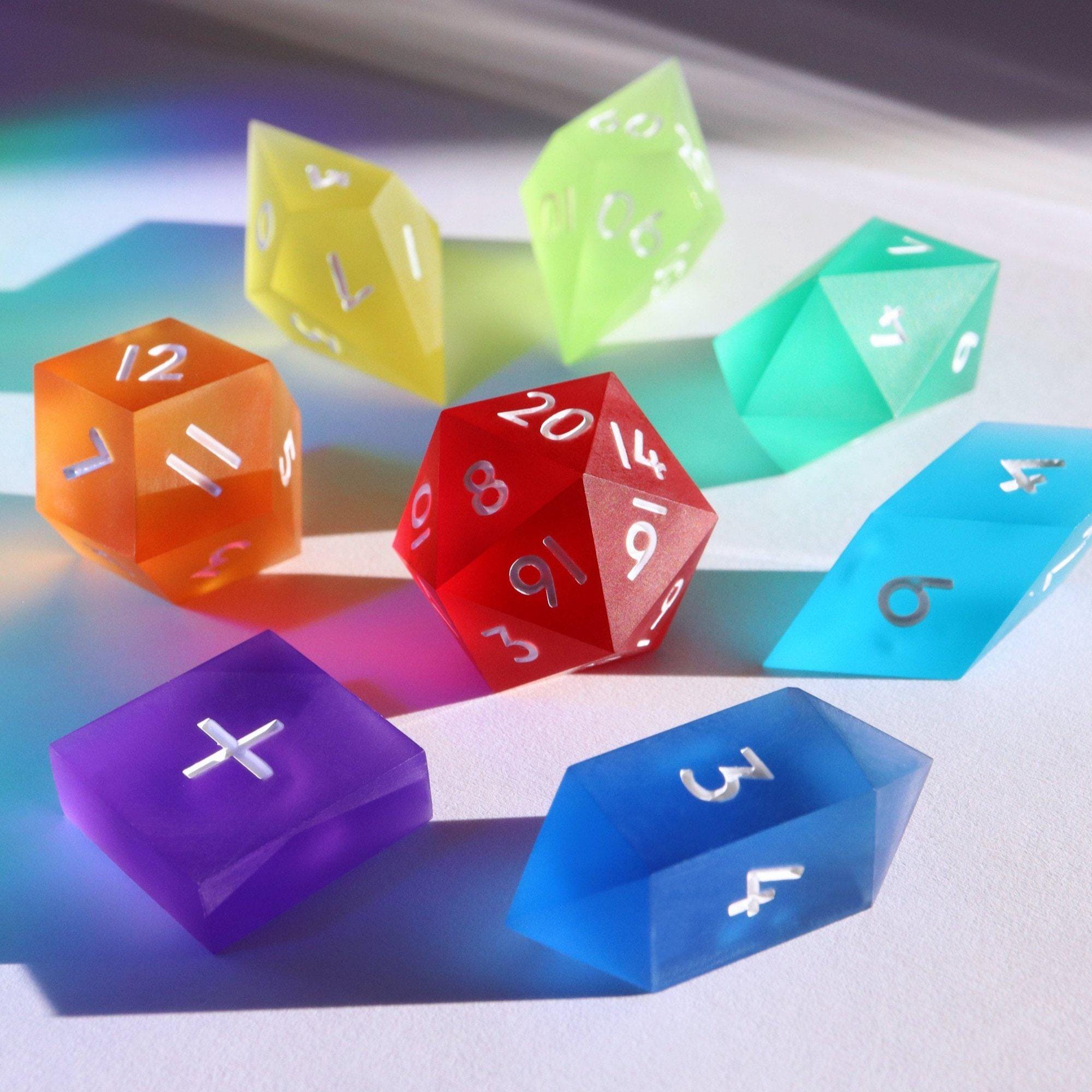 Prismatic Sea Glass Crystal 8 pc Set of Dice