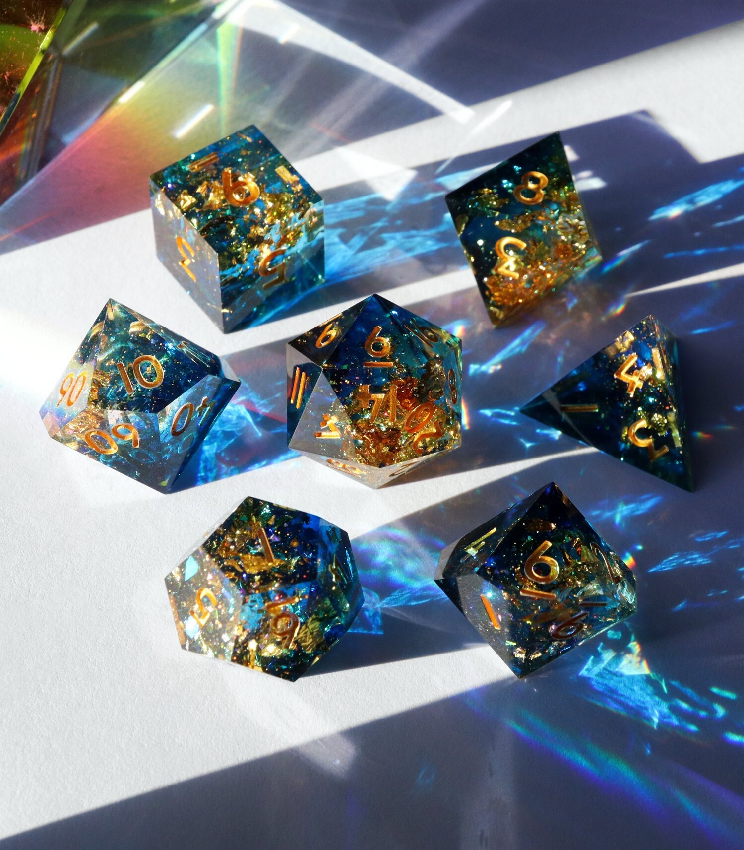 Sacred Flame - Blue Smoke With Gold Foil Handmade Resin