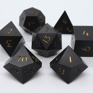 The Black Obelisk - black ultra matte handmade resin sharp edge dnd dice set for DnD, D&D, Dungeons and Dragons, RPG dice, matte dice