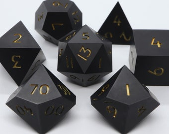 The Black Obelisk - black ultra matte handmade resin sharp edge dnd dice set for DnD, D&D, Dungeons and Dragons, RPG dice, matte dice