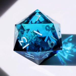The Stargazer Chonk D20 - oversized d20, 40mm d20, handpainted handmade resin sharp edge dice set for DnD, Dungeons and Dragons, aurora dice