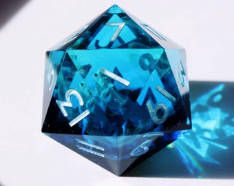 The Stargazer Chonk D20 - oversized d20, 40 mm d20, handbemaltes, handgemachtes Scharfkantiges Würfelset für DnD, Dungeons and Dragons, Aurora Würfel