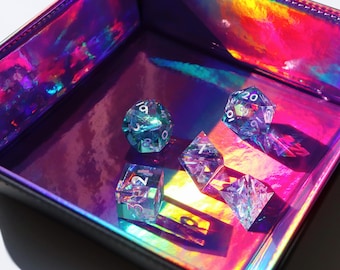 Holographic Purple Dice Tray - Dice Rolling Tray for DnD, Dungeons and Dragons, trinket tray, key tray, jewelry tray, nerd gift