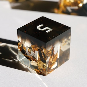 Brutus - black and gold handmade resin sharp edge dnd dice set for DnD, D&D, Dungeons and Dragons, RPG dice, gold dice