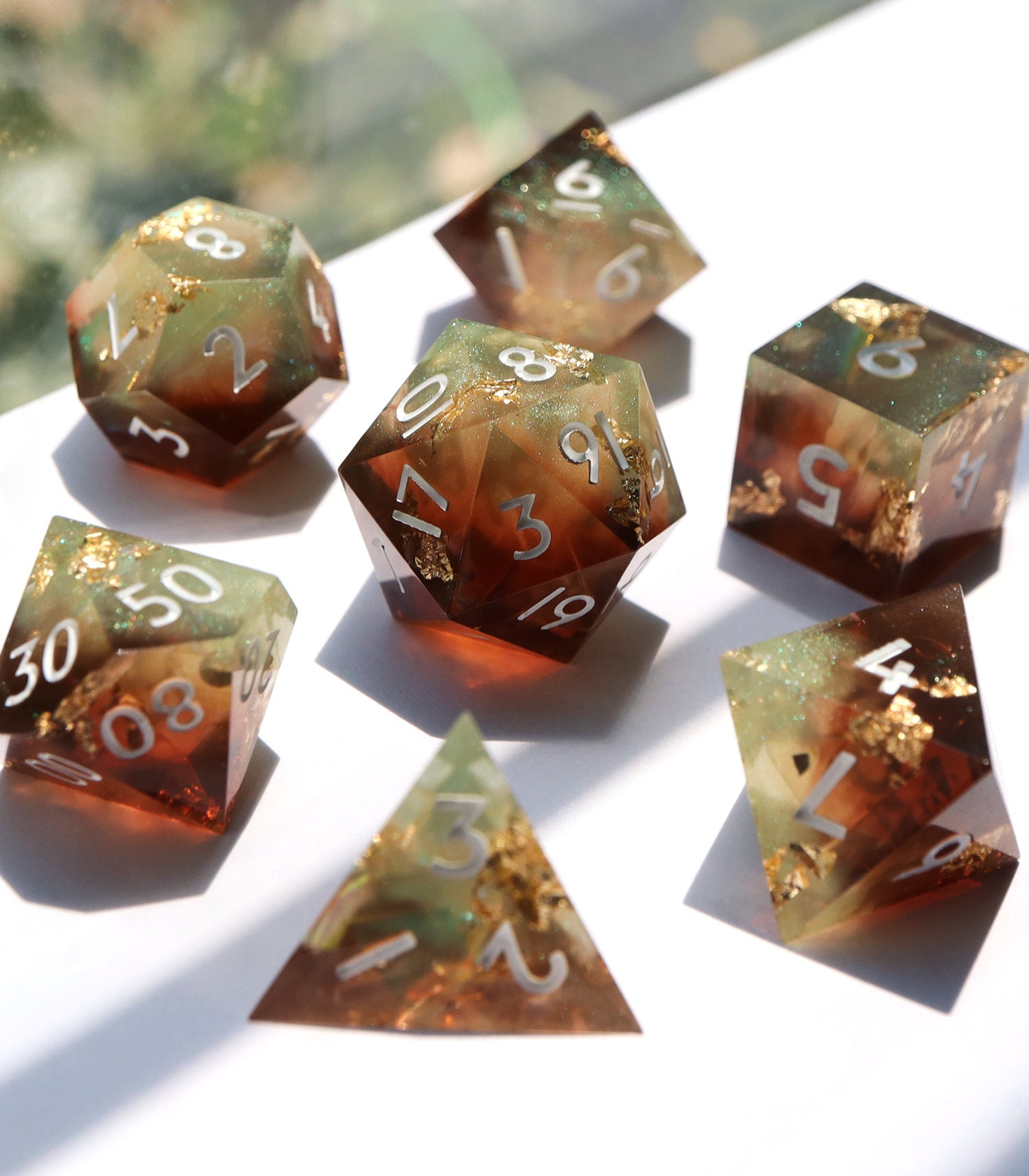 Earthtones - Nature Dice, Druid Dice, Ranger Dice, Handmade Resin Sharp ...