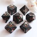 Baroque Blossoms - sakura blossoms dice - hand-painted, handmade resin sharp edge dice set for DnD, D&D, Dungeons and Dragons, RPG dice