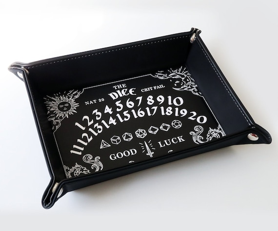 Ouija Dice Tray - Dice Rolling Tray for DnD, Dungeons and Dragons, Key Holder, key tray, jewelry tray, vegan leather, nerd gift