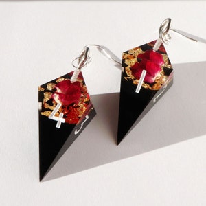 Beloved D4 Dice Earrings - crystal dice, handmade dice, cute earrings, nerd earrings, Dungeons and Dragons, DnD earrings