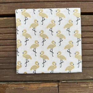 Napkin lined in children's pattern fabric Flamant Doré