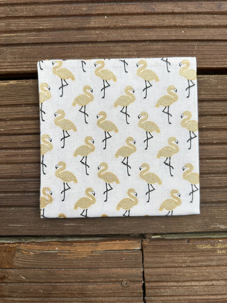 Napkin lined in children's pattern fabric Flamant Doré