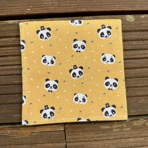 Serviette de table doublée en tissu motif enfant Panda Jaune