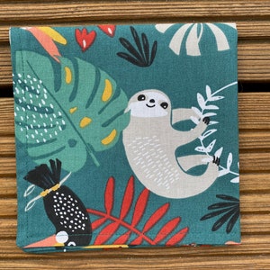 Napkin lined in children's pattern fabric Jungle Vert