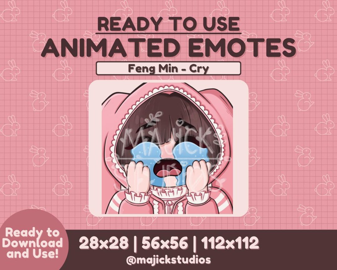 Animated Feng Min Bunny Emote | Cry - Etsy