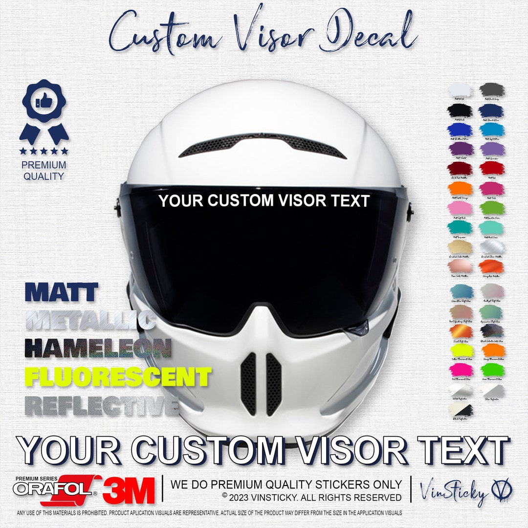 CUSTOM VISOR TEXT 2 Pac for Motorcycle Helmet/visor Etsy