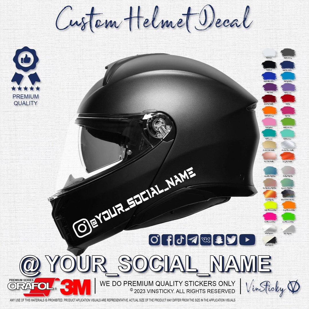CUSTOM SOCIAL NAME for Motorcycle Helmet/visor Strip/racing Etsy