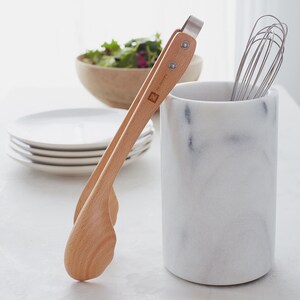 Olive Wood Salad Mixing Tongs Set, Wooden Salad Serving Spoons - View #5