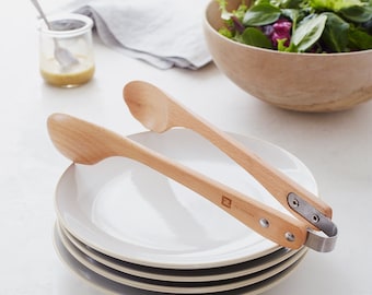 Zeawin Wooden Tongs – Durable beechwood with a sturdy stainless steel spring for a secure grip. Perfect for salads, toast, and serving food.