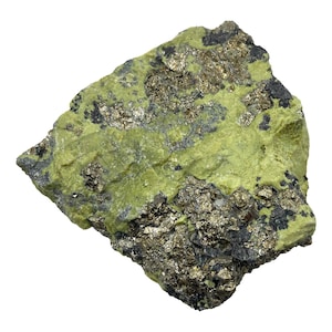 Natural Serpentine with Pyrite Crystal Rough Stone Raw Specimen