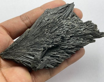 Cristal de cyanite noir - Éventail de cyanite | Cristal noir de cyanite curatif naturel brut