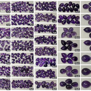 Amethyst Pear Cabochon MM size Calibrated Natural Semiprecious Cab Loose Cabochons Natural Semiprecious Gemstone