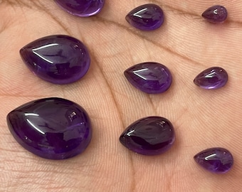 Natural Amethyst Pear Cabochon Gemstone for Jewelry Making