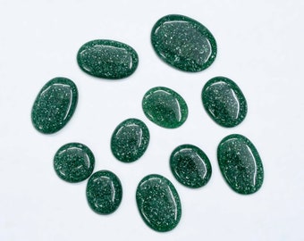 Green Aventurine with Mica Cabochon Jewelry Making Loose Cabochons