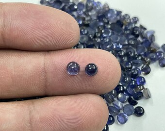 4 MM Iolite Round Cabochon | Bag of 10 Pieces | Natural Iolite Wholesale Lot