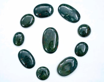 Natural Bloodstone Oval 1 Piece Cabochon (Heliotrope) – Loose Gemstone for Jewelry Making