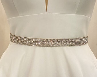 Multi-Size Round Crystal Bridal Wedding Belt, Multi-Shaped Bridesmaid Accessories, Wedding Sash, Sparkly Wedding Accessories (BS043)