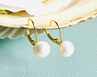 Boucles d'oreilles en perles de 925, bijoux en perles classiques minimalistes délicats, boucles d'oreilles de mariage en perles délicates, boucles d'oreilles en perles à porter au quotidien [Or-Argent]