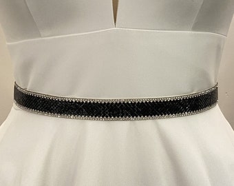 Black Diamond-Shaped Layer Bridal Wedding Belt, Black Multi-Shaped Bridesmaid Accessories, Wedding Sash, Sparkly Wedding Accessories (BS042)