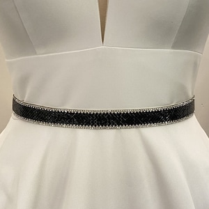 Black Diamond-Shaped Layer Bridal Wedding Belt, Black Multi-Shaped Bridesmaid Accessories, Wedding Sash, Sparkly Wedding Accessories (BS042)