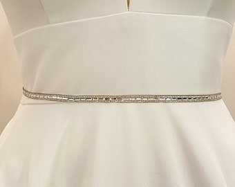 Thin Belt Sash, Wedding Belt Sash, Crystal Belt Sash, Multi-Shaped Crystal Belt, Bridesmaid Accessories, Wedding Party Sashes (BS036)
