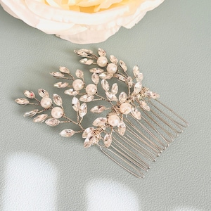 Pearl and Marquise Wedding Comb, Pearl And Crystal Hair Piece, Bridal Pearl Comb Accessory, Pearl Wedding Hair Comb, Crystal & Pearl Comb