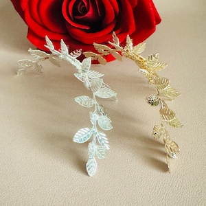 Gold-Silver Leaf Bridal Hair Comb, Gold Bridal Headpiece, Leaf Bridal Headpiece, Silver And Gold Leaf Wedding, Simple Leaf Bridal Comb