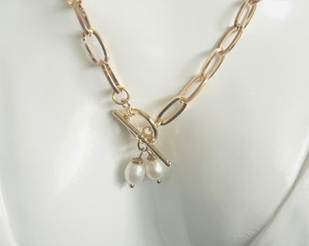 Pendentif Perle De Culture Baroque Eau Douce - Monture Plaquée Or Blanc - Rose-Mimosa