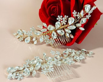 Flower Crystal Hair Comb, Crystal Flower Headpiece, Floral Wedding Hair Comb, Bridal Hair Wedding Headpiece, Crystal Bridal Hair Comb