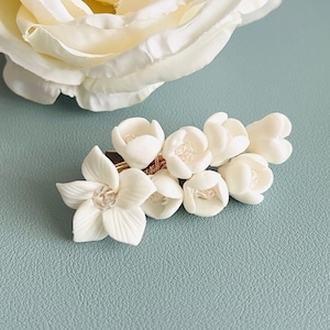 Clay Flower Hair Clip, Bridal Floral HairPiece, Wedding Flower Hair Clip, Flower Clay Hair Jewelry,  Hair Clip Clay Floral