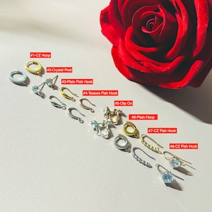 6cm Gold White Four Flower With Leaves Clay Earrings, Bridal Floral Hoop Earrings, Chandelier Flower Post Earrings, Wedding Flower Earrings image 7