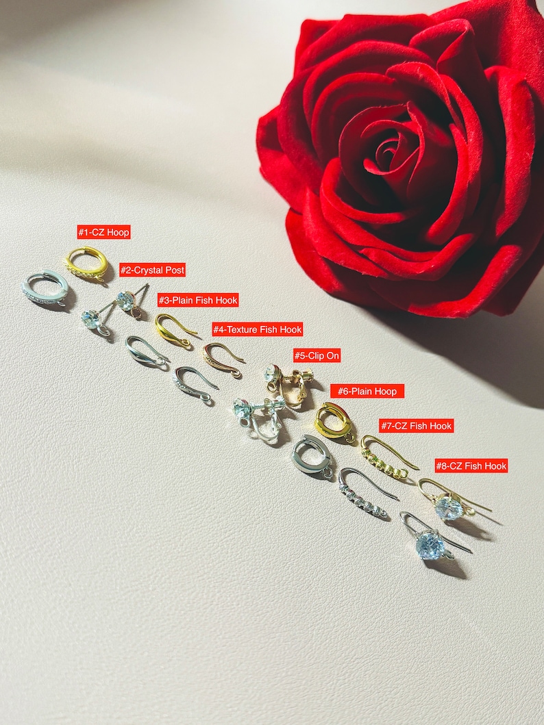 6cm Gold White Four Flower With Leaves Clay Earrings, Bridal Floral Hoop Earrings, Chandelier Flower Post Earrings, Wedding Flower Earrings image 7