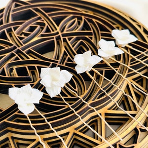 5pcs Classic Bridal Hair Pins, Bridal Clay Flower Hair Pins, Wedding Floral Hairpins, Wedding Clay Flower Customize Hairpins, Clay Hairpins