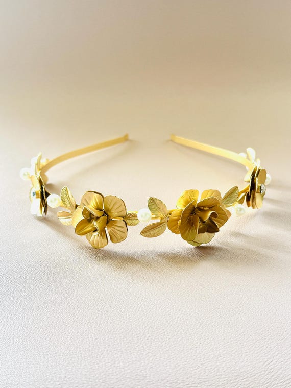 Elegant Yellow Floral Headband Amazon.com : Totelux Daisy Headband Yellow Embroidery Flower  main image 4