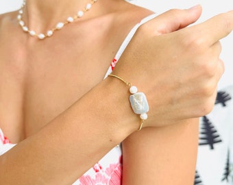 Bracelet réglable de perles d'eau douce baroques, bijoux en perles d'argent, or rose, bracelet de mariage, bracelet de perles minimaliste, cadeau pour elle