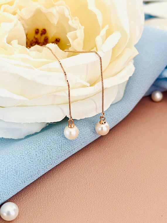 Orecchini Pendenti In Argento Sterling 925 Con Perle D'Acqua Dolce 9mm – Bianco, Eleganti, 22mm