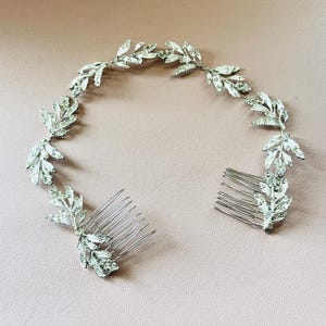 Silver Leaf Bridal Hair Comb | Crystal Vine Wedding Headpiece | Delicate Leaf Hair Accessory for Bride or Bridesmaid