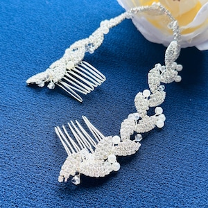 Bridal Rhinestone Hair Vine – Crystal Wedding Headpiece with Double Combs, Elegant Beaded Hair Accessory for Brides & Formal Events
